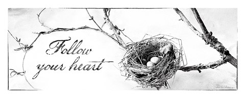 Framed Nest and Branch III Follow Your Heart Print