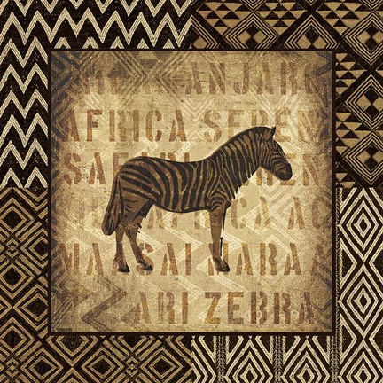 Framed African Wild Zebra Border Print