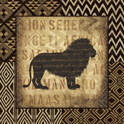 Framed African Wild Lion Border Print