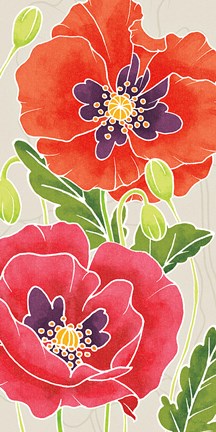 Framed Sunshine Poppies Panel I Print