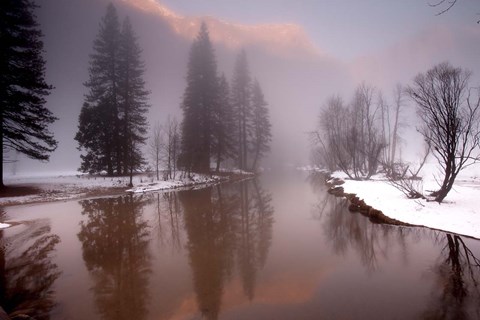 Framed Valley mist, Yosemite, California Print