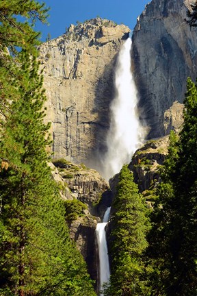 Framed Upper and Lower Yosemite Falls, Merced River, Yosemite NP, California Print