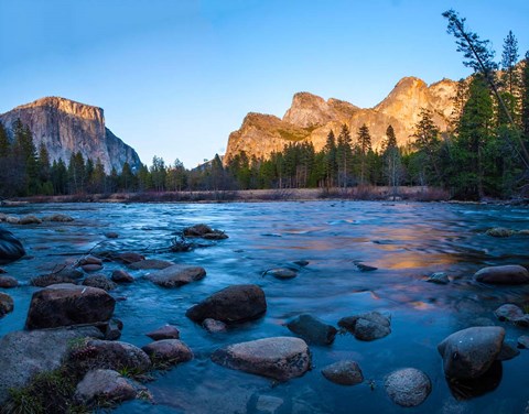 Framed Rocks in The Merced River in the Yosemite Valley Print