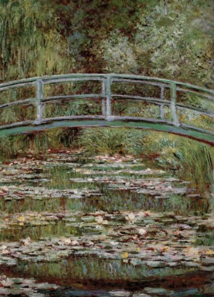 Framed Waterlily Pond, Japanese Bridge Print