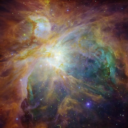 Framed Spitzer and Hubble Create Colorful Masterpiece Print