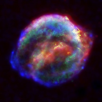 Framed Kepler&#39;s Supernova Remnant In Visible, X-Ray and Infrared Light Print