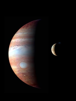 Framed Jupiter and its Volcanic Moon Lo Print