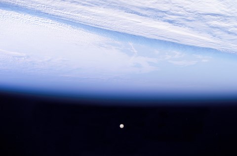 Framed Full Moon above Earth&#39;s Horizon and Airglow Print