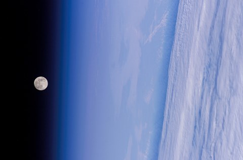 Framed Full Moon is Visible in this view Above Earth's Horizon and Airglow Print