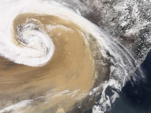 Framed Asian Dust Storm Crosses the Pacific Print