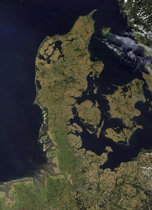 Framed Satellite View of Denmark Print