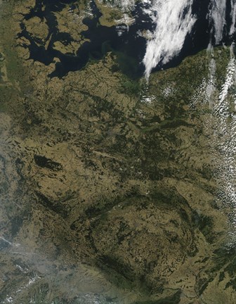 Framed Satellite view of North Central Europe Print