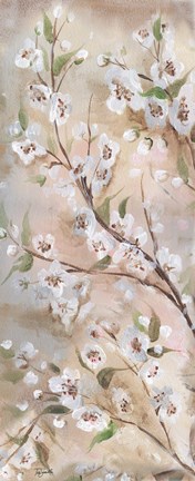 Framed Cherry Blossoms Taupe Panel II Print