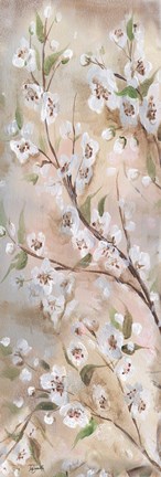 Framed Cherry Blossoms Taupe Panel II Print