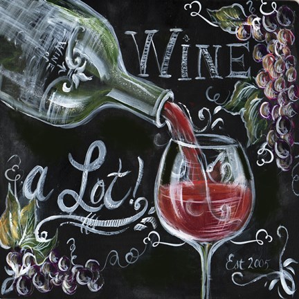 Framed Chalkboard Wine I Print