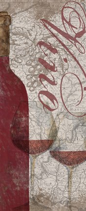 Framed Vino and Vin Panel I Print