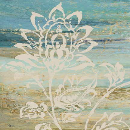 Framed Blue Indigo w/Lace I Print