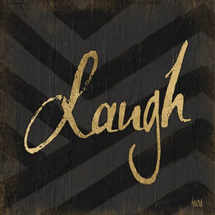 Framed Chevron Sentiments Gold Heart Trio III Print