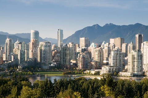 Framed Skyline of Vancouver, British Columbia, Canada Print