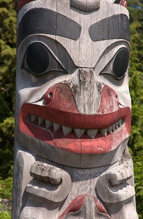 Framed Totem Pole, Queen Charlotte Islands, Canada Print