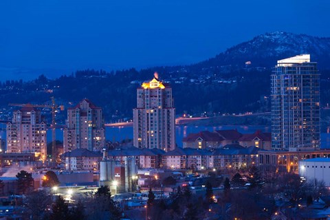 Framed British Columbia, Okanagan Valley, Kelowna Skyline Print