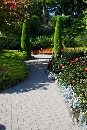 Framed Trail Through the Butchard Gardens, Victoria, British Columbia, Canada Print