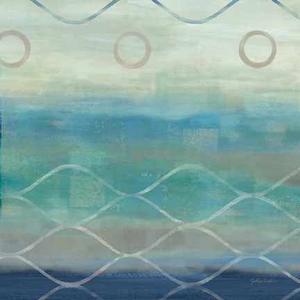 Framed Abstract Waves Blue/Gray II Print