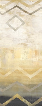 Framed Abstract Waves Black/Gold Panel I Print