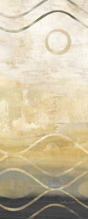 Framed Abstract Waves Black/Gold Panel II Print