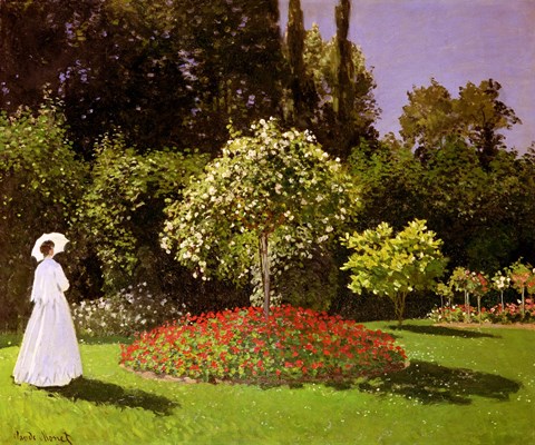 Framed Jeanne Marie Lecadre in the Garden, 1866 Print