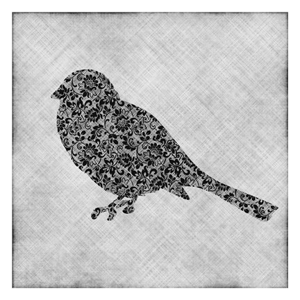Framed Brocade Bird 1 Print