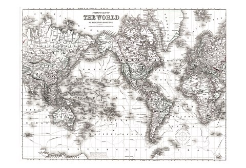 Framed World Map White Print