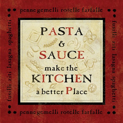 Framed Pasta Sayings II Print