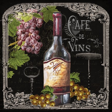 Framed Cafe de Vins Wine I Print