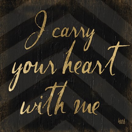 Framed Chevron Sentiments Black/Gold I Print