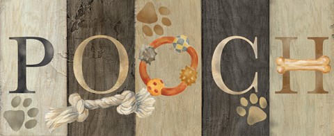 Framed Pooch and Woof Sign I Print