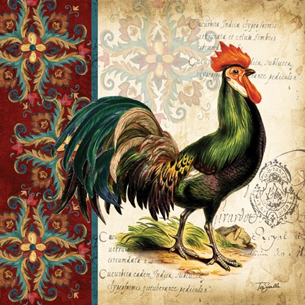 Framed Suzani Rooster I Print