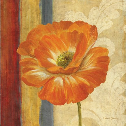 Framed Poppy Tapestry Stripes I Print