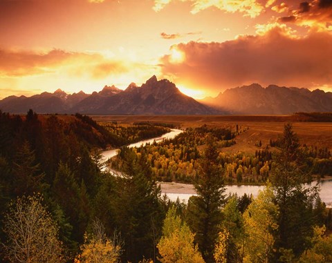 Framed Teton Range at Sunset, Grand Teton National Park, Wyoming Print