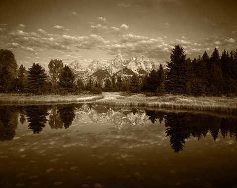 Framed Teton Range and Snake River, Grand Teton National Park, Wyoming (sepia) Print