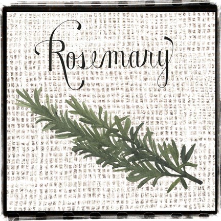 Framed Burlap Herbs I Print