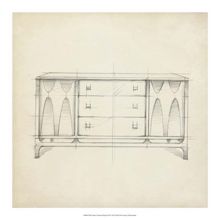 Framed Mid Century Furniture Design VIII Print
