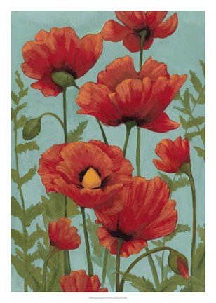 Framed Poppy Promenade II Print