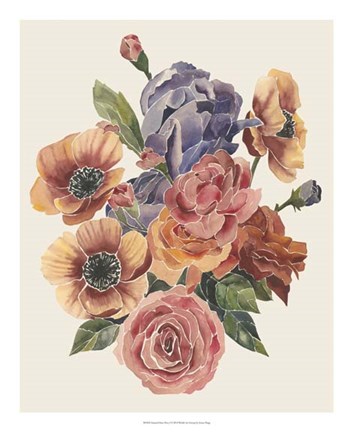 Framed Stained Glass Posy I Print