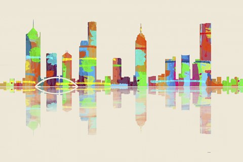 Framed Melbourne Vic Skyline 1 Print