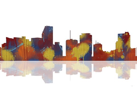 Framed Miami Florida Skyline 1 Print