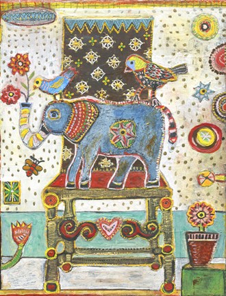 Framed Elephant Chair Print