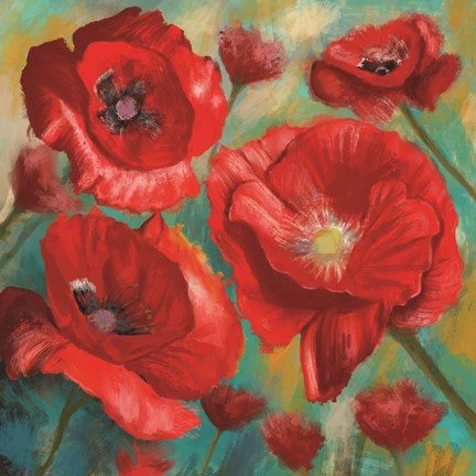 Framed Red Poppies Bloom of Joy Print