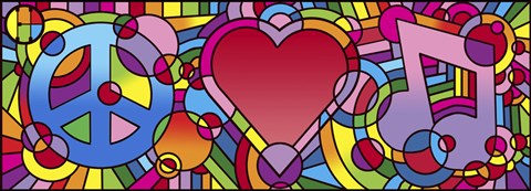 Framed Peace Love Music A Print