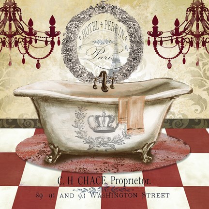 Framed Red French Bath I Print